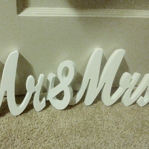 Wedding decor. White letters wood